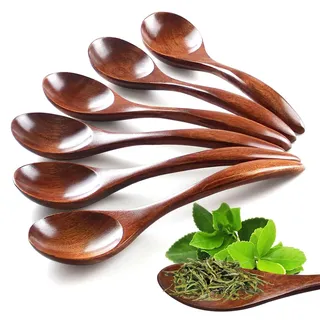 Zeaying 6 Stück Handgefertigte Kleine Holzlöffel, Natur Löffel Holz, Holzlöffel Zum Rühren Und Kochen, Küchengerät Kaffee-Tee-Honig Natur Löffel Holz Küchenzubehör