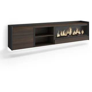 SKRAUT HOME TV-Lowboard 212x50x35 cm Dunkler Eiche/Schwarz Holzwerkstoff