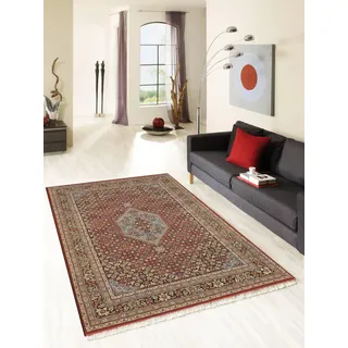 Rug Studios Teppich BENARAS BIDJAR | Farbe: Rot | Größe: 40 x 60 cm | Orientalisch | Umrandung | orientalisch | gemustert | glamourös | Klassisch | Landhaus | Modern | elegant | Orientalisch | Umrandu