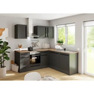 P & B Winkelküche Jazz L-Form 220 cm schwarz