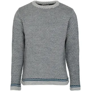 Fuza Wool of Denmark Herren Nordic Stripe Wollpullover - M - silver grey