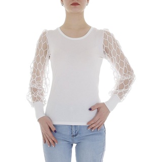 Ital-Design Spitzenbluse Damen Elegant (86164453) Spitze Top & Shirt in Weiß weiß M/L