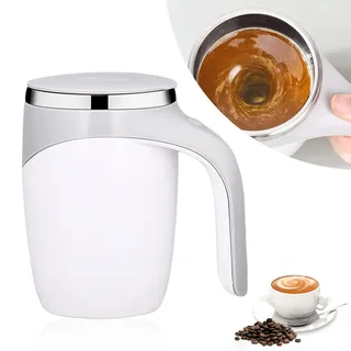 Nizirioo Selbstrührende Kaffeetasse Automatische Magnetische Rührtasse: 380 ml Selbstmischende Kaffeetasse, USB Wiederaufladbar Elektrische Rührtasse für Kaffee, Milch, Heiße Schokolade (Weiß)