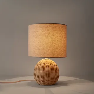 Tischlampe Horea Aus Rattan Und Leinen Natur