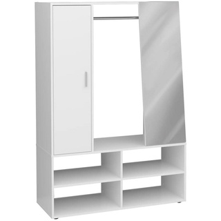 FMD Kleiderschrank Kleiderschrank mit 4 Fächern und Spiegel 105x39,7x151,3 cm Weiß (1-St) weiß