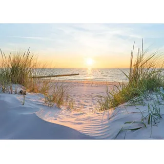 Runa Art Fototapete Strand Sonnenuntergang Modern Vlies Wohnzimmer Schlafzimmer - Made in Germany - 308 x 220 cm Meer Natur 9559010a
