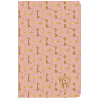 Clairefontaine 193296C Notizbuch Neo Deco Frühlings Sommer Kollektion, mit Fadenbindung, 9 x 14cm, 48 Blatt, liniert, 90g, elfenbeinfarbiges Papier, 1 Stück, Korallenrot