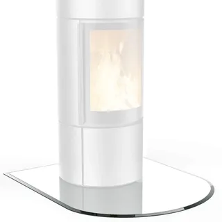BIJON Glasplatte Rundbogen für Kaminofen mit Dichtlippe, Glasbodenplatte - Funkenschutzplatte Glas mit Facettenschliff, Kamin Hitzeschutz, ESG Sicherheitsglas 110 x 100 cm x 6mm