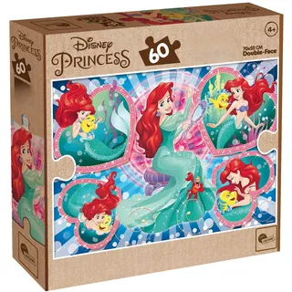Lisciani - Disney Arielle - MaxiFloor Bodenpuzzle 60 Teile - ab 4 Jahren | Kinderpuzzle Arielle doppelseitig - Schwarz-Weiß-Motiv zum Ausmalen - Puzzeln und Malen kombiniert - Für Zuhause und Kita