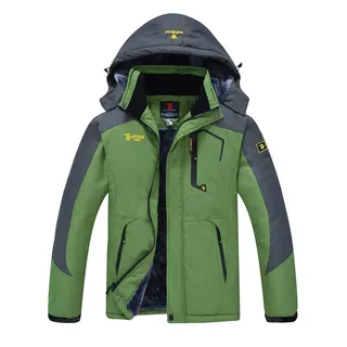 YSENTO Herren Winter Fleecejacke Warm Softshelljacke Wasserdicht Outdoor Skijacke verdickt Snowboardjacke(Grün,2XL) - XXL