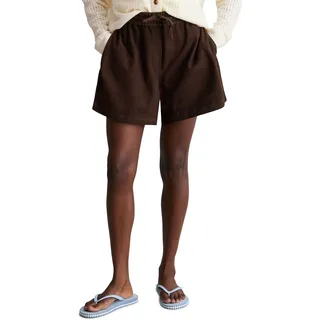 Shorts MARC O'POLO DENIM "aus weichem Ziegenveloursleder", Damen, Gr. L, Normalgrößen, braun (burnt aubergine), Obermaterial: 100% Leder. Futter: 100% Polyester, unifarben, regular fit kurz, Hosen Shorts