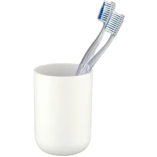WENKO Zahnputzbecher Brasil, Becher für Zahnbürste und Zahnpasta, Zahnbürstenhalter für das Badezimmer oder Gäste-WC, Zahnbecher aus bruchsicherem Kunststoff, BPA-frei, Ø 7,3 x 10,3 cm, Weiß