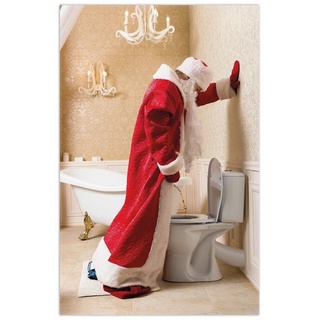 Teppich Weihnachtsmann macht Pause und pinkelt auf edler Toilette, Wallario, rechteckig, rutschfest rot 90 cm x 140 cm