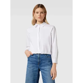 Cropped Hemdbluse mit verdeckter Knopfleiste, Weiss, 44