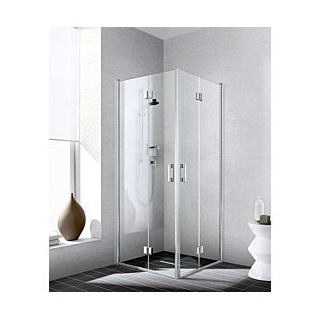 Kermi Liga Eckeinstiegshälfte Pendel-Falttür LI2CL083181PK 83x185cm, silber mattglanz, ESG klar Clean, links, auf Duschplatz