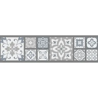 AG Design Selbstklebende Bordüre Graues Patchwork, AWB 8460 | Wasserfest Dekoration für Wände, Möbel, Tapeten, Wandverkleidungen und Türen, Folie | Breite 500 cm x Höhe 13.8 cm