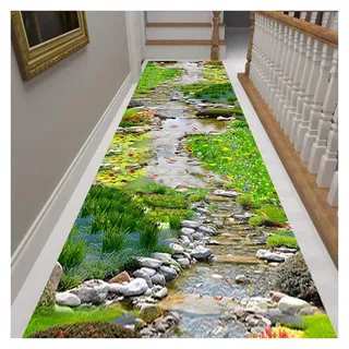 Siunwdiy 3D Teppich Läufer Flur,küchenläufer rutschfest waschbare Küchenteppiche,Teppich für Wohnzimmer Büro Schlafzimmer,Weihnachts deko Teppichläufer,Grün,120x160cm