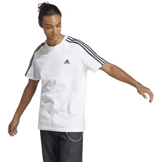 Adidas, Essentials Single Jersey 3-Stripes, T-Shirt, Weiß Schwarz, M, Mann