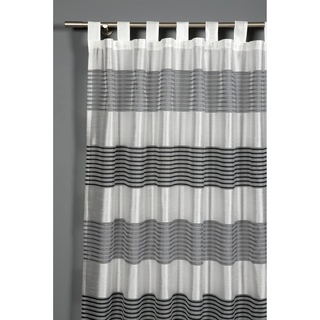 GARDINIA Vorhang mit angenähten Schlaufen, Transparenter Schlaufenschal, Webstreifen, Lichtdurchlässig und transparent, Silbergrau, 140 x 245 cm