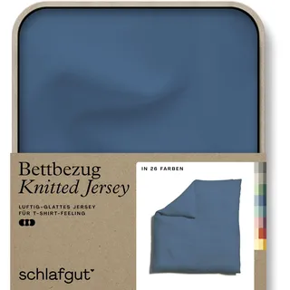 schlafgut Knitted Jersey Uni Blau 240 x 220 cm + 40 x 80 cm