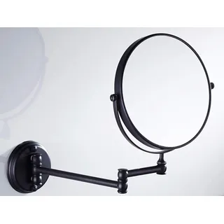 Wandmontage Kosmetikspiegel mit 1X/3X fache Vergrößerung Doppelseitig klappbar Wandspiegel Rasierspiegel 360°Schwenkbar Messing Rund Schminkspiegel für Bad Zuhause Spa und Hotel 20cm (Schwarz)