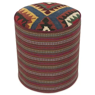 Nain Trading Orientteppich Kelim Hocker 51x51 Handgewebter Orientteppich / Perserteppich Rund, rund, Höhe: 5 mm