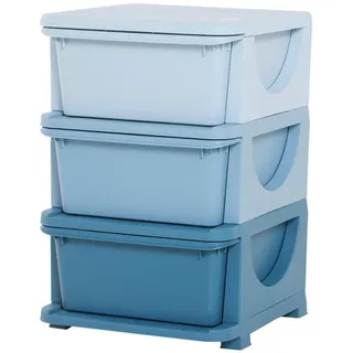 Homcom Schubladenschrank Blau Kunststoff, 37x56.5x37 cm Babymöbel, Kinderkommoden