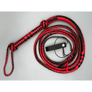Generisch Echt Bullenlederpeitsche Bullwhip in Rot/Schwarz in 3FT bis 8FT, handgemachte Qualität, 12 Stränge geflochten (6FT ~ 183cm)