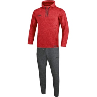 JAKO Damen Jogginganzug Premium Basics mit Kapuzensweat, rot meliert, 42, M9629