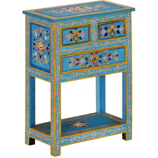 Helloshop26 - Buffet Sideboard Kommode Kleiderschrank Aufbewahrungsmöbel Organizer Küche Wohnzimmer Türkis 55 x 30 x 76 cm massives 02_0036562