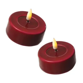 Deluxe Homeart LED-Kerze LED Teelichter Mia Deluxe flackernd D: 6,1cm bordeauxrot 2 Stück (2-tlg) rot