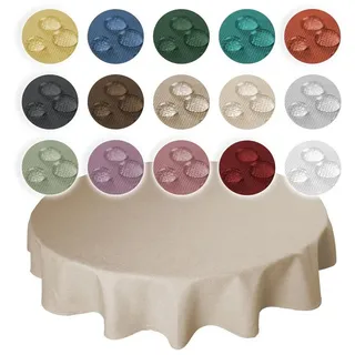 Haus und Deko Tischdecke Tischdecke rund Leinenoptik Lotuseffekt Tischwäsche Wasserabweisend (1-tlg) rot Ø 160 cm x 160 cm x 160 cm