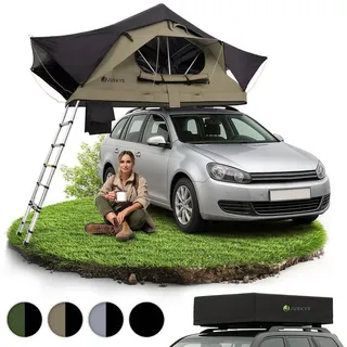 Juskys Autodachzelt Lago 120 x 210 cm Schwarz / Khaki