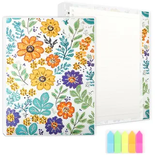 AIRDEA 120 Seiten 205 x 275 mm Liniert Diamond Painting Notizbuch, Collegeblock Notebook Diamond Painting Erwachsene, Ringbuch Notizbuch Spiralblock, Helle Blumen