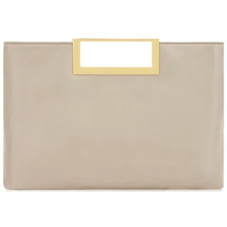 Milisente Damen-Clutch, Leder, Hochzeit, Umschlag, Abendtasche, für formelle Partys, mit Griff, beige - L