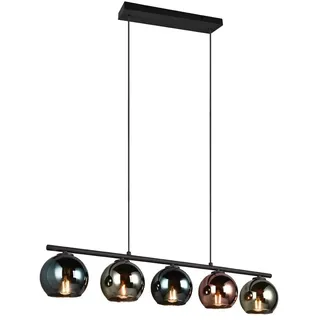Reality Leuchten LED Pendelleuchte, LED wechselbar, warmweiß, Glas-kugel mehrflammig Küchenlampe-n hängend über Kücheninsel, B 83cm bunt|schwarz