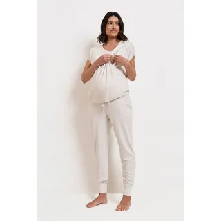 Seraphine Pyjama Seraphine 2-teiliger Pyjama Umstands-/Stillmode (1 tlg) beige|weiß XXL