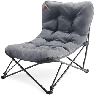 EVER ADVANCED Luxus Campingstuhl Faltbar XXL Dick Gepolstert bis 180KG | Übergroß Campingsessel Klappstuhl mit Hochlehne, Gartenstuhl Relaxsessel für Camping Garten Balkon Angeln Indoor, Grau