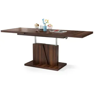 Mazzoni Couchtisch Grand Noir Nussbaum stufenlos höhenverstellbar ausziehbar 120 bis 180, Funktionstisch, Wohnzimmertisch, Tisch, Esstisch, Sofatisch braun