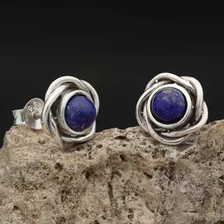 Drachensilber Edler Ohrstecker Lapislazuli Knoten 925 Silber - Silber;Blau