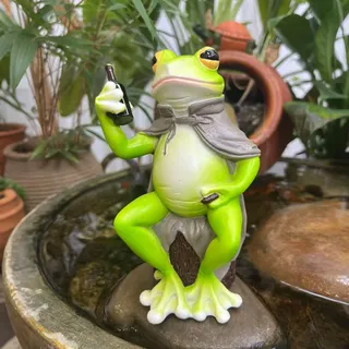 Deko Garten Frosch Figuren, Frosch Deko Gartenfiguren Gartendeko Für Draußen Wetterfest, Tiere Ornament Gartenfigur Für Außen, Frösche Harz Statue Für Miniteich Bauernhof Balkon Wohnzimmer Office (01)