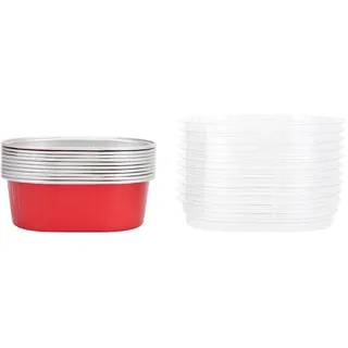 10 Stück Ovale Einweg-muffinformen Aus Aluminium Mit Deckel, Küchenzubehör (rot)