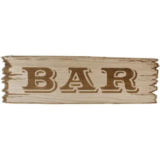 Generisch Bar Partyraum Schild 3D Western Art Eiche Geschenk Holz ca 39 x 12 cm Wanddeko Wandbild Hängeschild mit Kordel (BAR 39x12 cm)