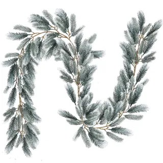 DearHouse Künstliche Weihnachts-Kieferngirlande, Winter-Grün-Girlande für die Feiertage, Kaminsims, Tischläufer, Tafelaufsatz, Dekoration (weiß)
