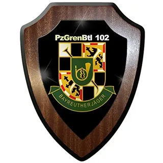 Wappenschild/Wandschild - Bayreuther Jäger PzGrenBtl 102 Panzer #10170 w