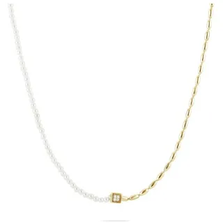 JETTE Silberkette JETTE Damen-Kette 925er Silber 8 Zirkonia, NUGGET PEARL gelb|goldfarben