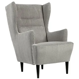 XDREAM Ohrensessel Olaf, Relaxsessel, Loungesessel, Cocktailsessel, Polstersessel (1-St), gepolstert, in Cord und weitere Stoffe, frei im Raum stellbar grau