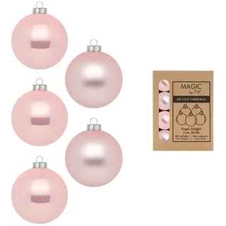 inges magic & goodz 24 Stück in Kartonbox Christbaumkugeln Weihnachtsbaumkugeln hellrosa Mix