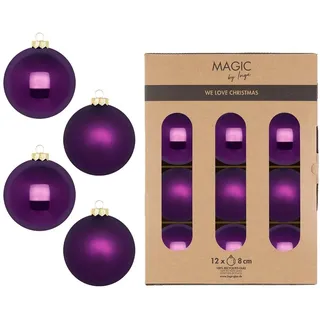 MAGIC by Inge Weihnachtsbaumkugel Glas Christbaumkugeln Set Ø 4cm, 6cm oder 8cm, Lila Symphony (12 St), Kugeln aus Glas lila Ø 8 cm