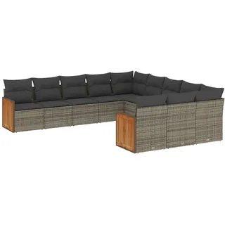 Modulares Garten-Sofa-Set, 11-teilig, mit Stauraum, wasserabweisendem Beutel, Poly Rattan, pulverbeschichteter Stahl, Grau, inkl. abnehmbare Bezüge - Grau